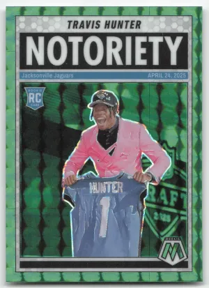 Travis Hunter 2025 Panini Mosaic Notoriety Mosaic Green Jacksonville Jaguars