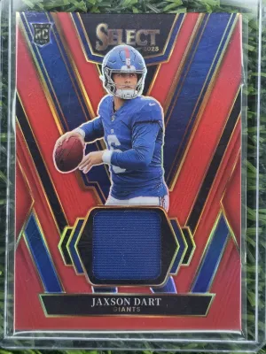 Jaxson Dart 2025 Panini Select Rookie Swatches Red Prizm Giants