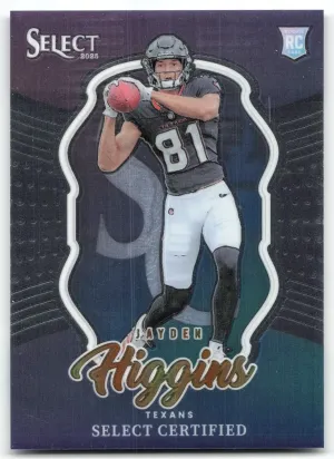 Jayden Higgins 2025 Panini Select Select Certified Rookies Houston Texans