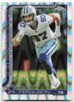 Jake Ferguson 2025 Topps Chrome Ray Wave Refractor Dallas Cowboys