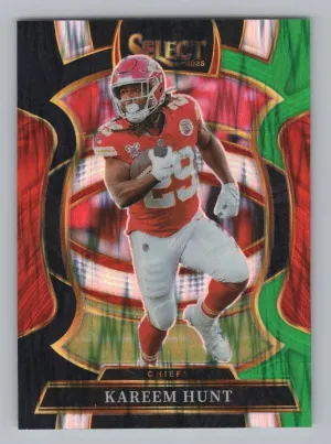 Kareem Hunt 2025 Panini Select Black and Green Prizm Shock Kansas City Chiefs