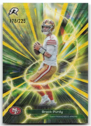 Brock Purdy 2025 Topps Resurgence Conductors Yellow Surge Refractor #/225 49ers