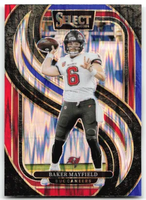 Baker Mayfield 2024 Panini Select Red & Blue Prizm Shock Buccaneers