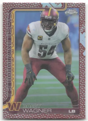 Bobby Wagner 2025 Topps Chrome Football Leather Refractor Commanders