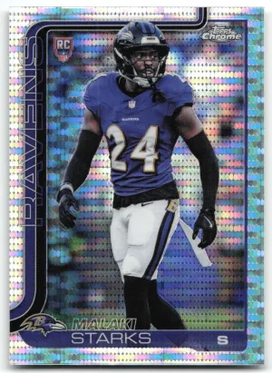 Malaki Starks Rookie 2025 Topps Chrome Pulsar Refractor Baltimore Ravens