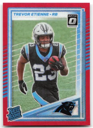 Trevor Etienne Rookie 2025 Donruss Optic Rated Rookies Preview Red Wave Panthers