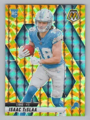 Isaac TeSlaa RC 2025 Panini Mosaic Mosaic Reactive Yellow Detroit Lions