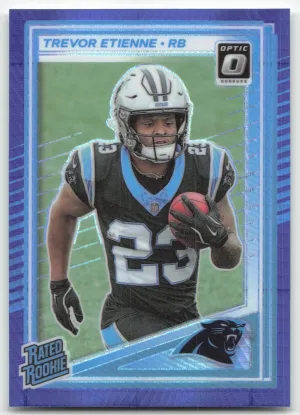 Trevor Etienne Rookie 2025 Donruss Optic Blue Hyper Carolina Panthers