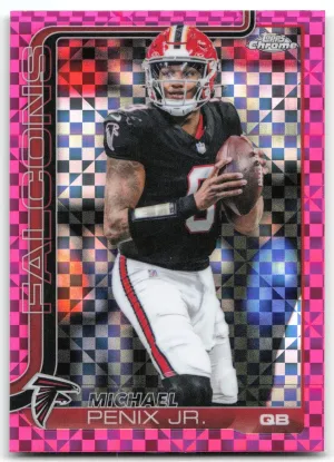 Michael Penix Jr. 2025 Topps Chrome Pink X-Fractor Atlanta Falcons