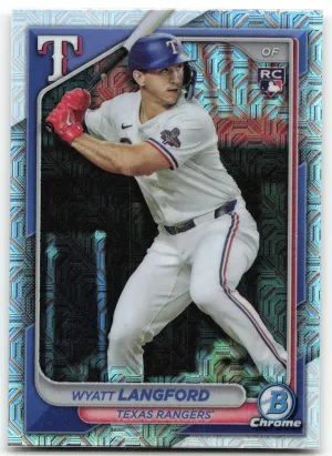 Wyatt Langford Rookie 2024 Bowman Chrome Mojo Refractors Texas Rangers