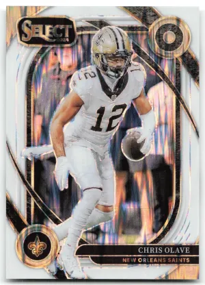 Chris Olave 2024 Panini Select White Prizm Shock #/199 New Orleans Saints