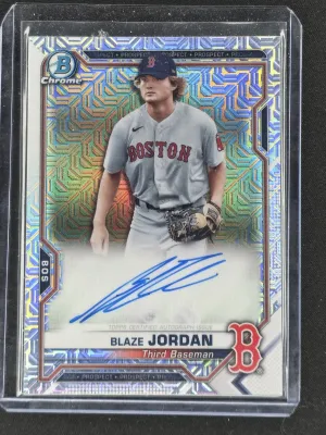Blaze Jordan 2021 Bowman Chrome Prospect Autographs Mojo Refractor Red Sox