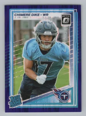 Chimere Dike Rookie 2025 Donruss Optic Purple Shock Tennessee Titans