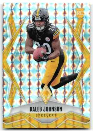 Kaleb Johnson Rookie 2025 Panini Phoenix Silver Pyramids Prizm Steelers