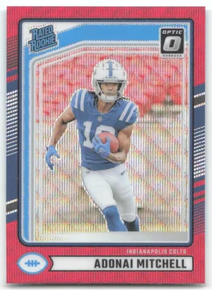 Adonai Mitchell Rookie 2024 Donruss Optic Rated Rookies Preview Red Wave
