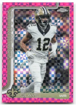 Chris Olave 2025 Topps Chrome Pink X-Fractor New Orleans Saints