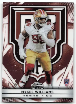 Mykel Williams RC 2025 Topps Chrome Black Rookie Variation Orange Refractor #/25