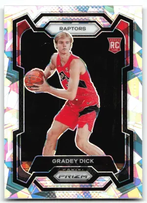 Gradey Dick RC 2023-24 Panini Prizm Prizms Cracked Ice Silver Toronto Raptors