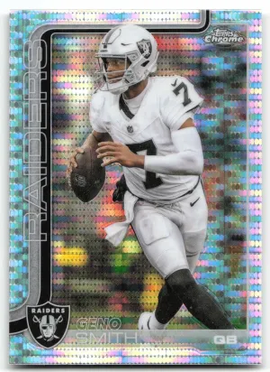 Geno Smith 2025 Topps Chrome Pulsar Refractor Las Vegas Raiders