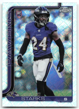 Malaki Starks Rookie 2025 Topps Chrome Topps Logo Refractor Baltimore Ravens