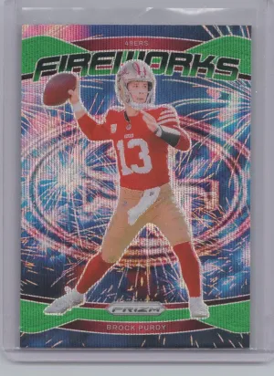 Brock Purdy 2024 Panini Prizm Fireworks Green Wave Prizm 49ers