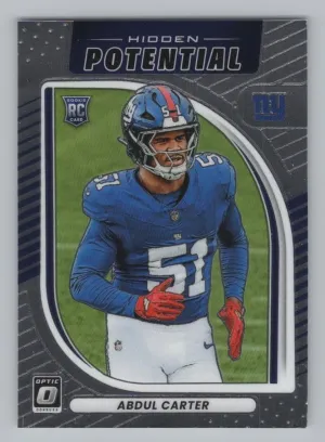 Abdul Carter RC 2025 Donruss Optic Hidden Potential New York Giants
