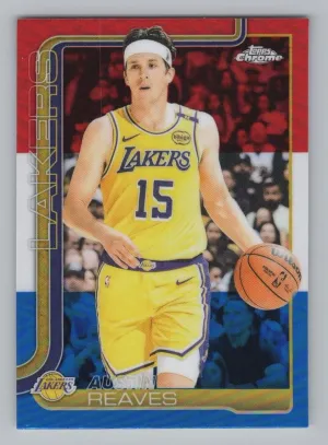 Austin Reaves 2025-26 Topps Chrome Red White and Blue Refractor Lakers