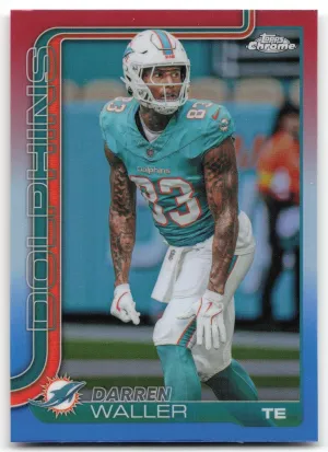 Darren Waller 2025 Topps Chrome Red White and Blue Refractor Miami Dolphins