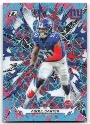 Abdul Carter RC 2025 Topps Resurgence Sky Blue & Pink Shock Refractor Giants