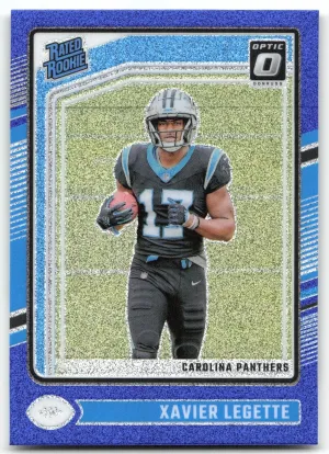 Xavier Legette 2024 Donruss Optic Blue Glitter Carolina Panthers