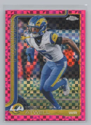 Tutu Atwell 2025 Topps Chrome Pink X-Fractor Los Angeles Rams