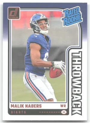 Malik Nabers 2024 Donruss Rated Rookies Throwback New York Giants