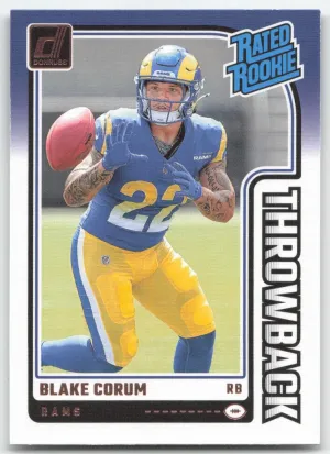 Blake Corum 2024 Donruss Rated Rookies Throwback Rams