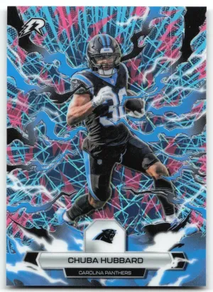 Chuba Hubbard 2025 Topps Resurgence Sky Blue & Pink Shock Refractor Panthers