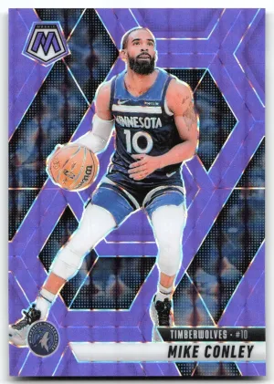 Mike Conley 2024-25 Panini Mosaic Purple Fluorescent Mosaic #/249 Timberwolves