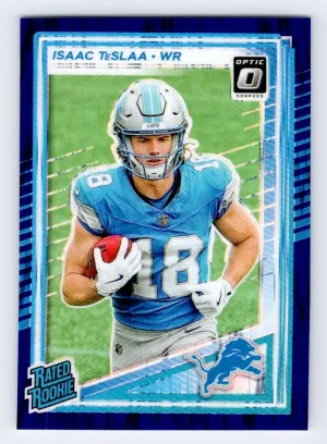 Isaac TeSlaa RC 2025 Donruss Optic Purple Shock Detroit Lions