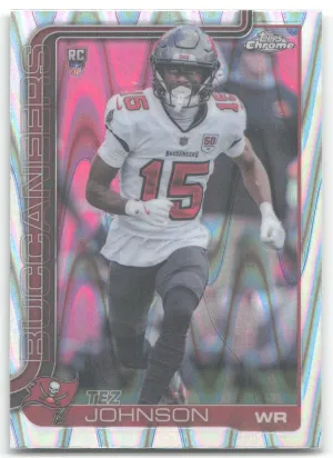 Tez Johnson RC 2025 Topps Chrome Ray Wave Refractor Buccaneers