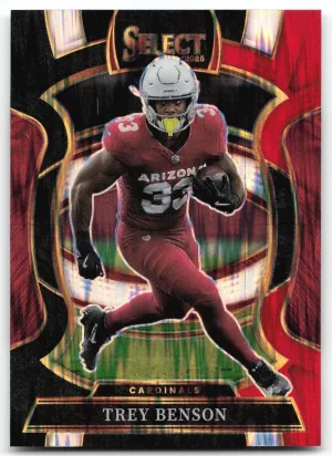Trey Benson 2025 Panini Select Black and Red Prizm Shock Arizona Cardinals