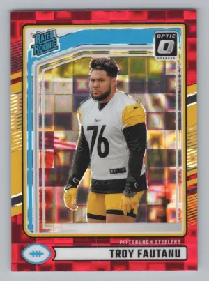 Troy Fautanu Rookie 2024 Donruss Optic Rated Rookies Preview Red Pandora