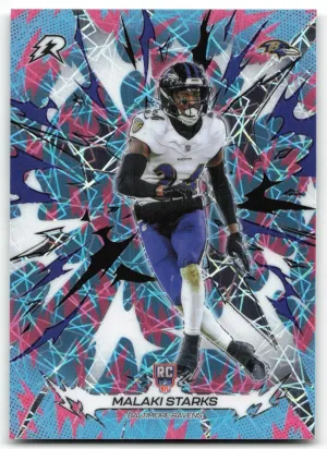 Malaki Starks RC 2025 Topps Resurgence Sky Blue & Pink Shock Refractor Ravens