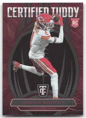 Xavier Worthy Rookie 2024 Totally Certified Tuddy Mirror Red #/249 Chiefs