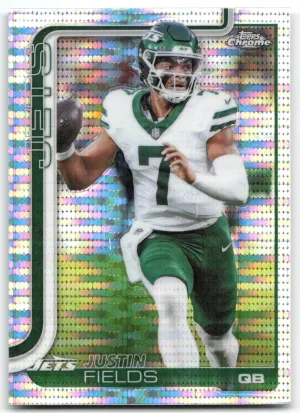 Justin Fields 2025 Topps Chrome Pulsar Refractor New York Jets