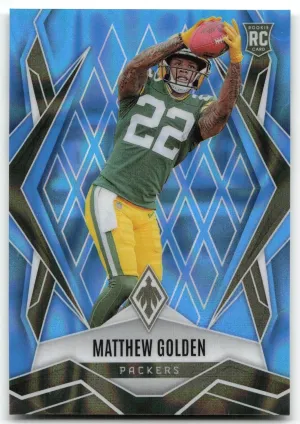 Matthew Golden Rookie 2025 Panini Phoenix Light Blue Lava Prizm #/325 Packers