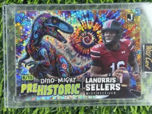 LaNorris Sellers 2024 Wild Card Pre-Historic Donut Circles Raptor #/15 Gamecocks