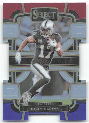 Davante Adams 2023 Panini Select Red and Blue Prizms Die Cuts Las Vegas Raiders