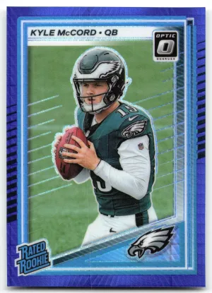 Kyle McCord Rookie 2025 Donruss Optic Blue Hyper Philadelphia Eagles