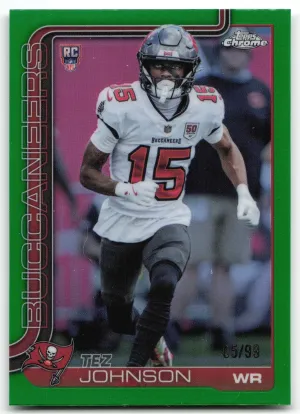 Tez Johnson Rookie 2025 Topps Chrome Green Refractor #/99 Tampa Bay Buccaneers