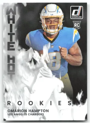 Omarion Hampton 2025 Donruss White Hot Rookies Los Angeles Chargers