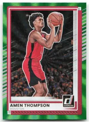 Amen Thompson 2025-26 Donruss Holo Green Laser Houston Rockets
