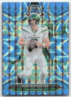 Aaron Rodgers 2024 Panini Mosaic Mosaic Reactive Blue New York Jets